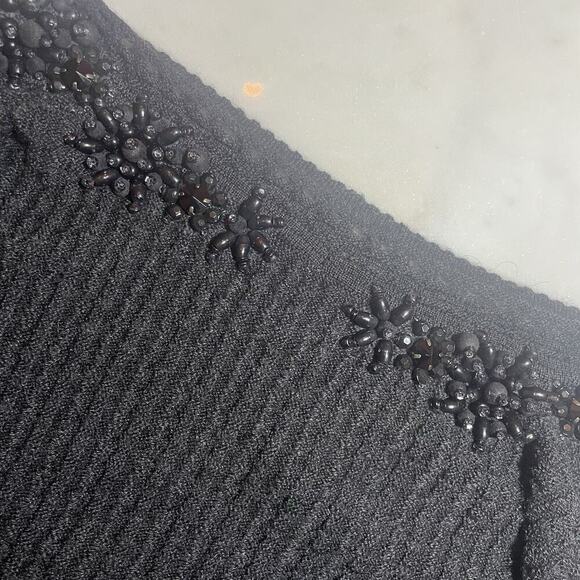 Carolina Herrera Open Front Cardigan Wool Silk Cashmere Embellished Beaded Knit - Picture 7 of 7